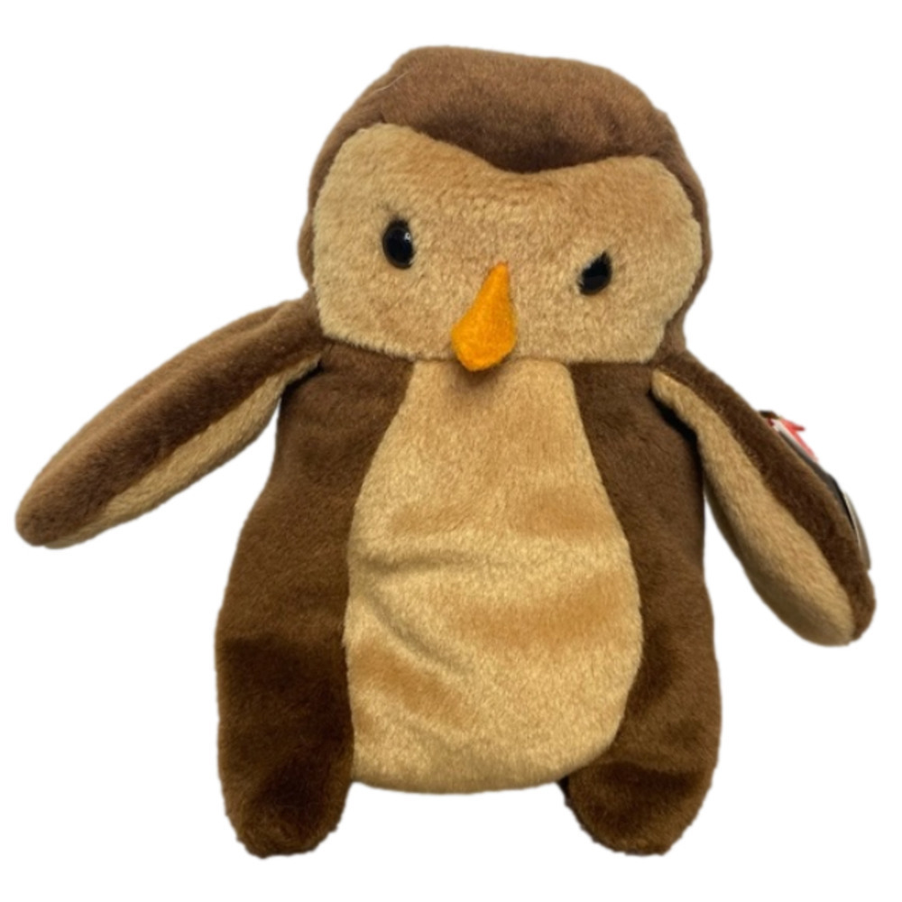 Ty Beanie Babies Hoot the Owl bird Brown Tan Beanie Baby 4073 1995